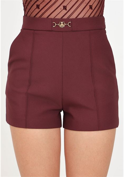 Shorts elegante bordeaux da donna con morsetto ELISABETTA FRANCHI | SH00746E2CG3